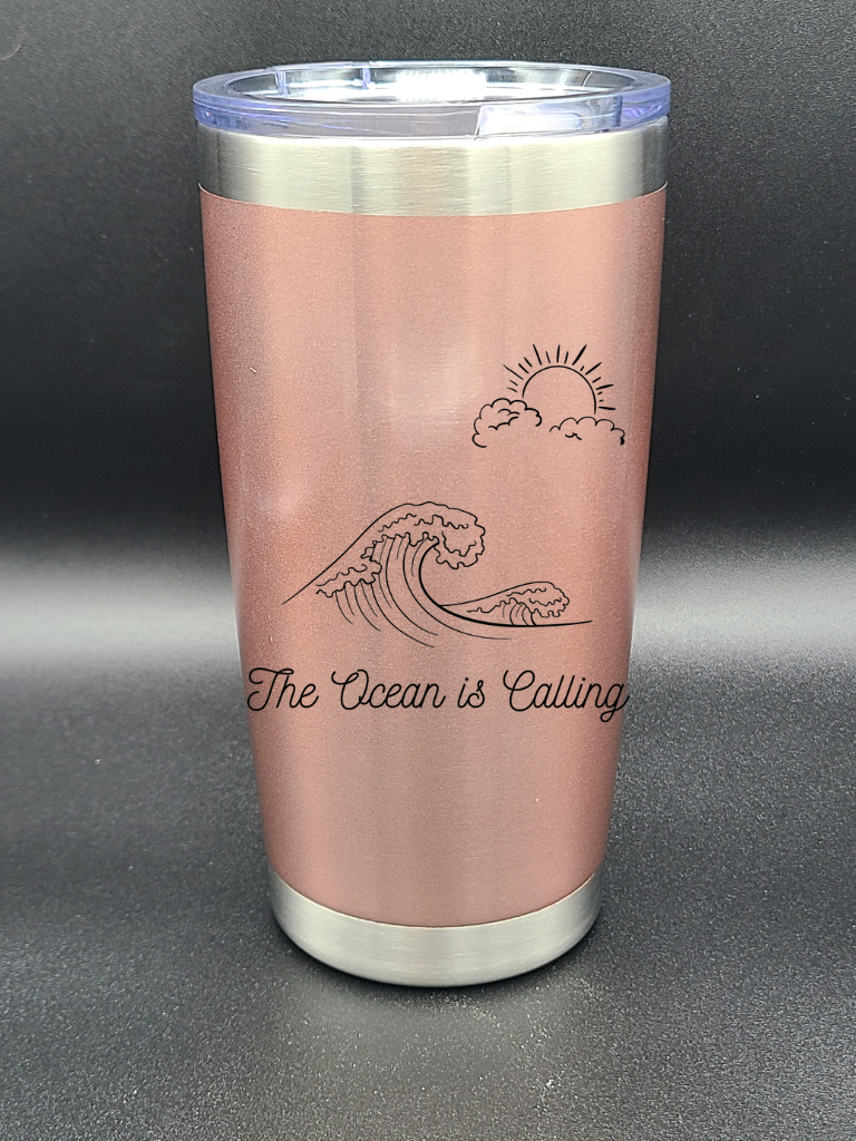 The Ocean is Calling - 20 Oz Coffee Cup - Water Tumbler - Bigfoot Bigheart Studio