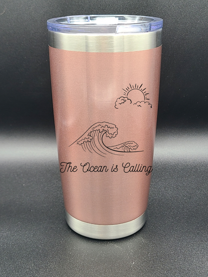 The Ocean is Calling - 20 Oz Coffee Cup - Water Tumbler - Bigfoot Bigheart Studio