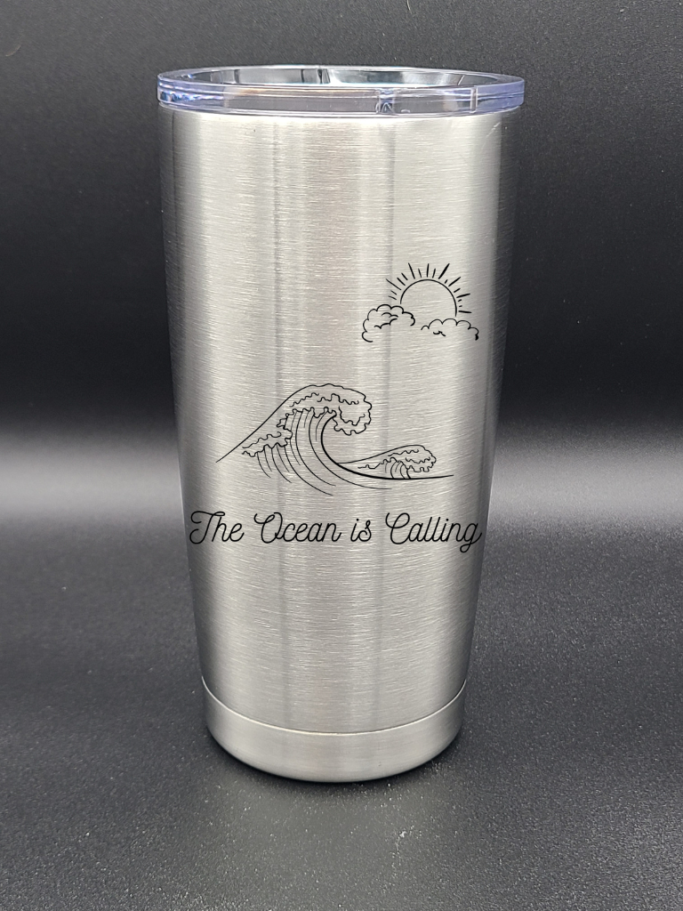 The Ocean is Calling - 20 Oz Coffee Cup - Water Tumbler - Bigfoot Bigheart Studio