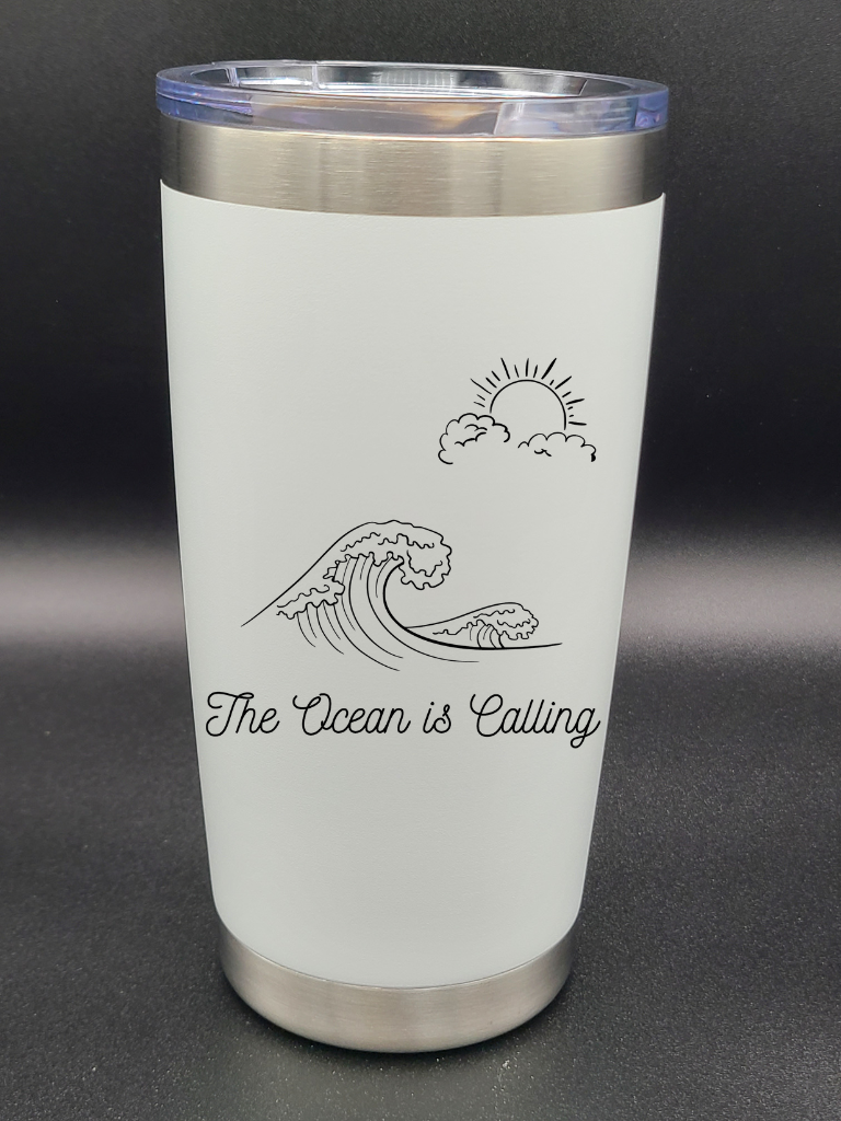 The Ocean is Calling - 20 Oz Coffee Cup - Water Tumbler - Bigfoot Bigheart Studio