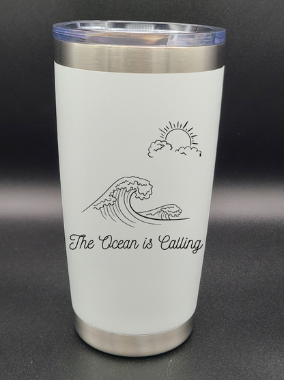 The Ocean is Calling - 20 Oz Coffee Cup - Water Tumbler - Bigfoot Bigheart Studio