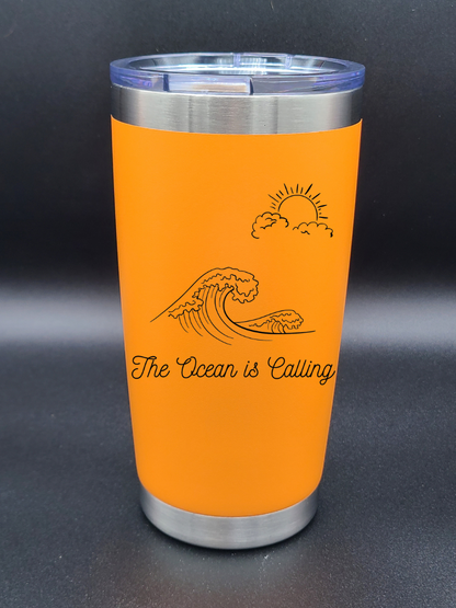 The Ocean is Calling - 20 Oz Coffee Cup - Water Tumbler - Bigfoot Bigheart Studio