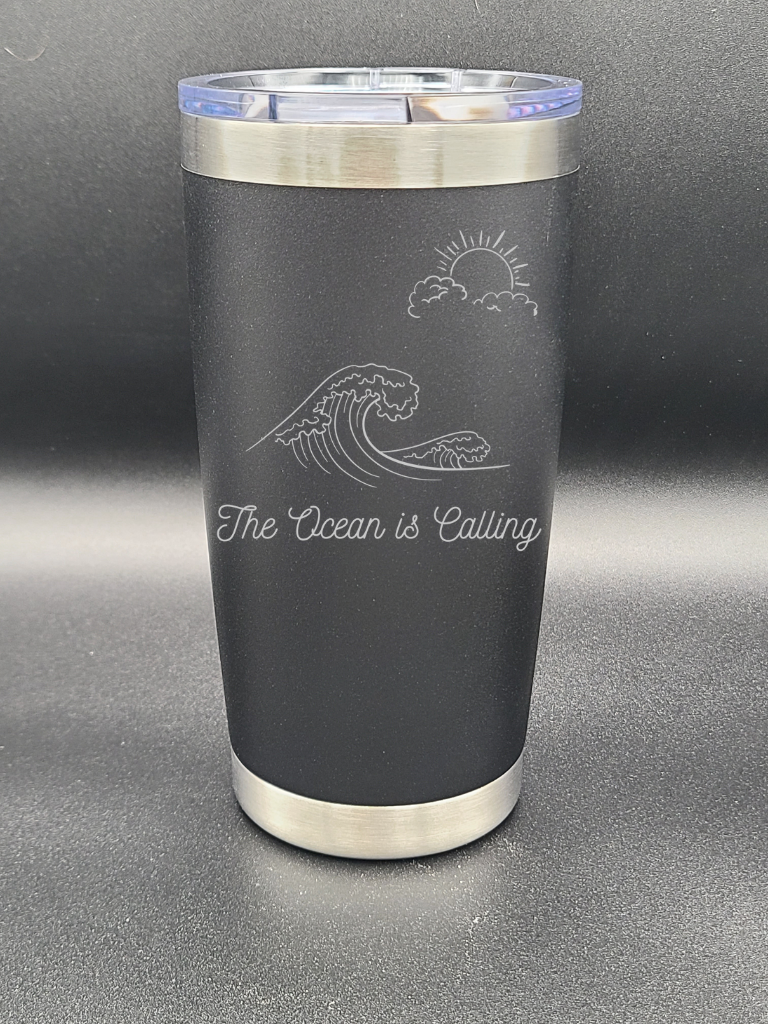 The Ocean is Calling - 20 Oz Coffee Cup - Water Tumbler - Bigfoot Bigheart Studio