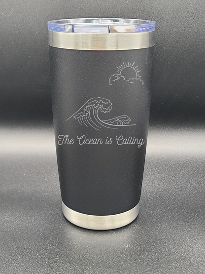 The Ocean is Calling - 20 Oz Coffee Cup - Water Tumbler - Bigfoot Bigheart Studio