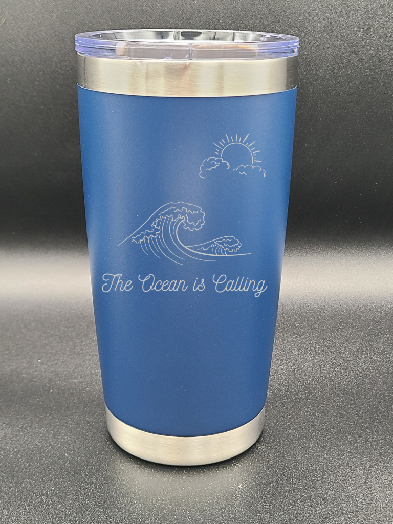 The Ocean is Calling - 20 Oz Coffee Cup - Water Tumbler - Bigfoot Bigheart Studio