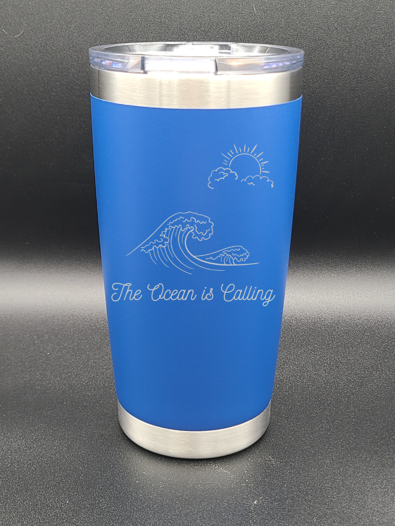 The Ocean is Calling - 20 Oz Coffee Cup - Water Tumbler - Bigfoot Bigheart Studio