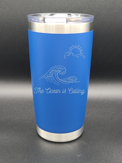 The Ocean is Calling - 20 Oz Coffee Cup - Water Tumbler - Bigfoot Bigheart Studio