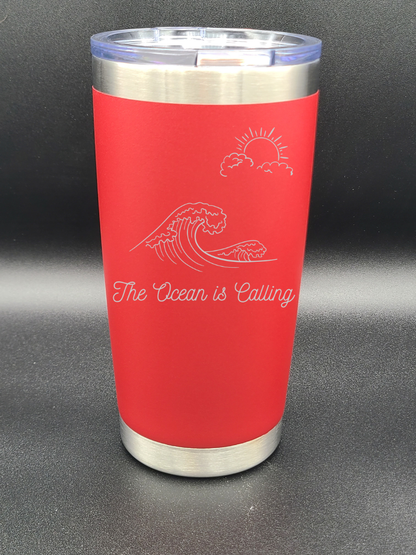 The Ocean is Calling - 20 Oz Coffee Cup - Water Tumbler - Bigfoot Bigheart Studio