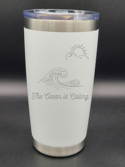 The Ocean is Calling - 20 Oz Coffee Cup - Water Tumbler - Bigfoot Bigheart Studio