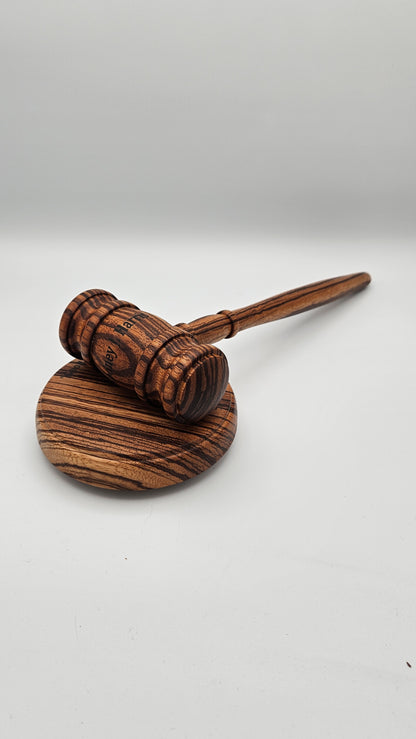 Handmade Custom Wood Gavel and Round Sounding Block - Bigfoot Bigheart Studio