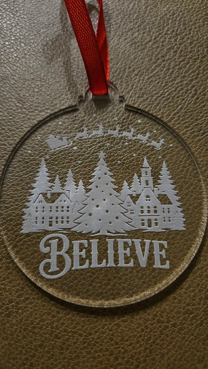 Christmas Town Believe - Acrylic Christmas Ornament