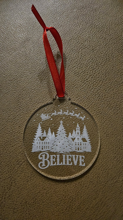 Christmas Town Believe - Acrylic Christmas Ornament