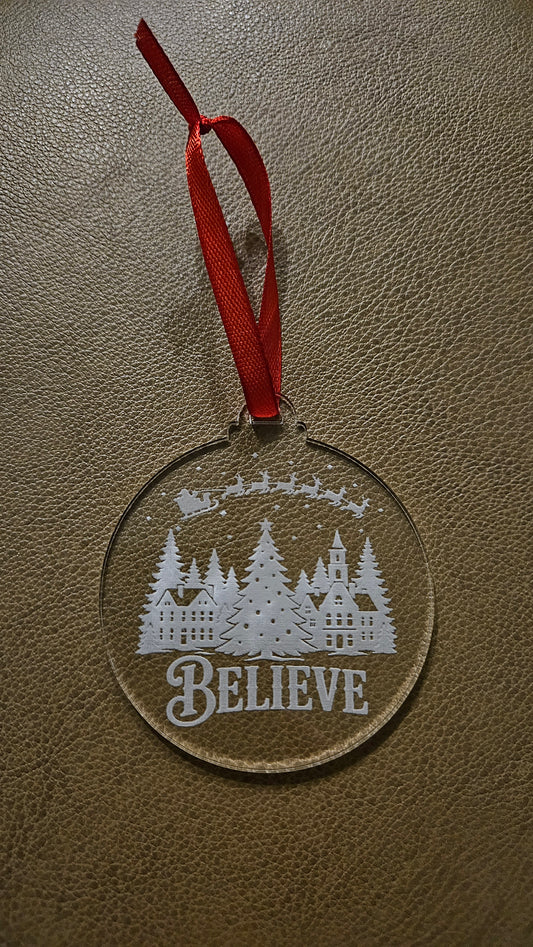 Christmas Town Believe - Acrylic Christmas Ornament